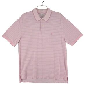 Brooks Brothers Performance Polo Shirt Mens XL Pink Blue Striped Original Fit